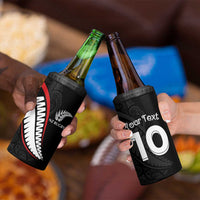 New Zealand Rugby Custom 4 in 1 Can Cooler Tumbler Sporty Silver Fern Shape with Maori Tattoos LT03 - Polynesian Pride