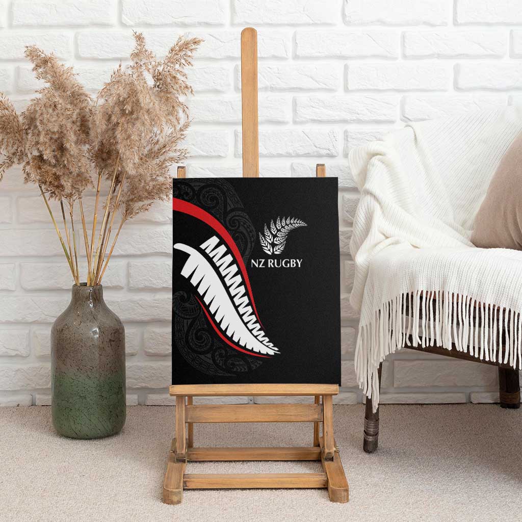 New Zealand Rugby Canvas Wall Art Sporty Silver Fern Shape with Maori Tattoos LT03 - Polynesian Pride