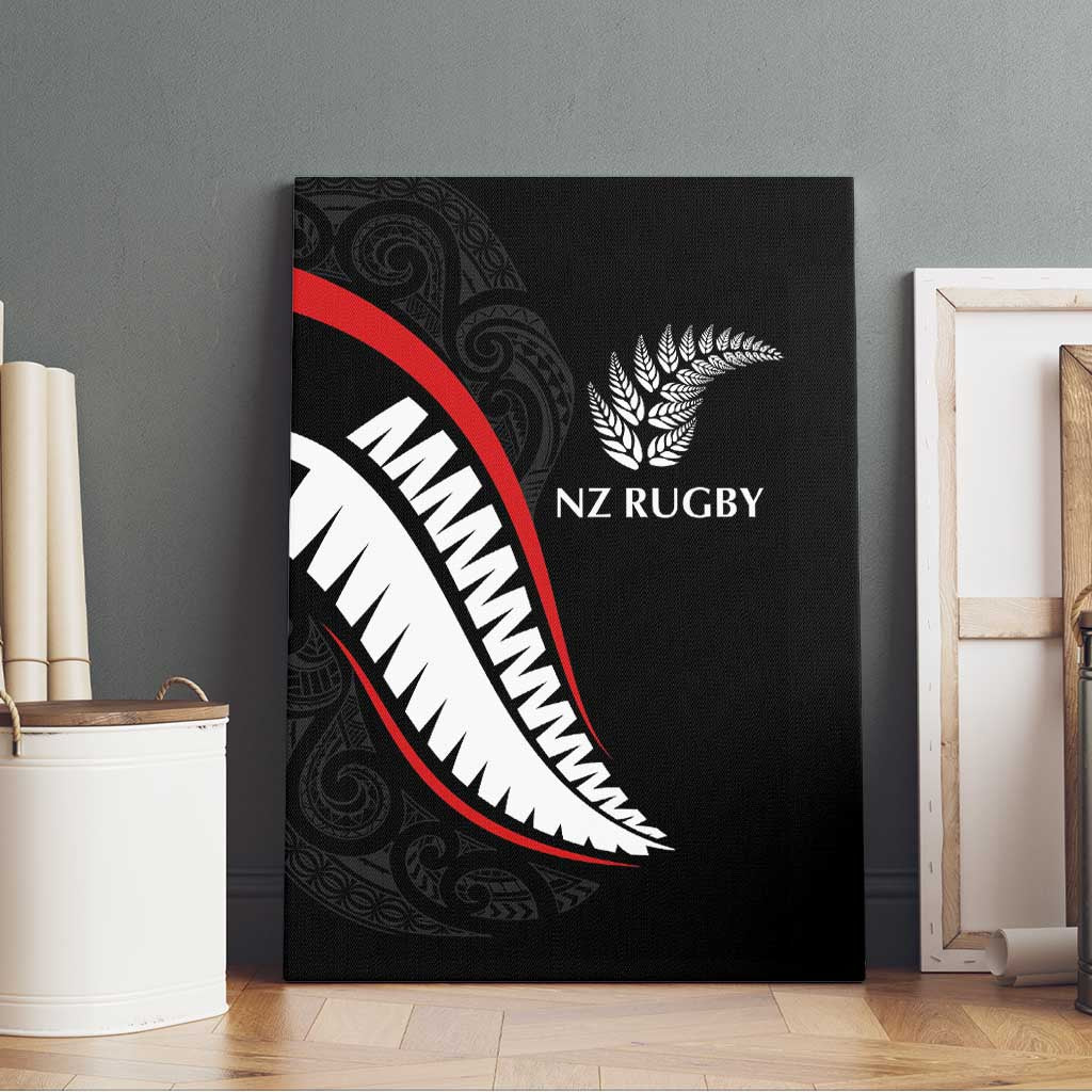 New Zealand Rugby Canvas Wall Art Sporty Silver Fern Shape with Maori Tattoos LT03 - Polynesian Pride