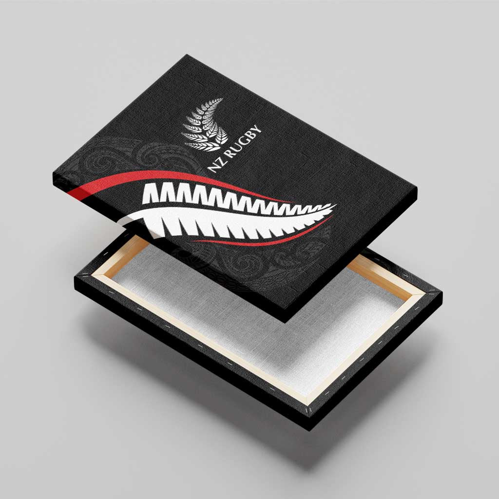 New Zealand Rugby Canvas Wall Art Sporty Silver Fern Shape with Maori Tattoos LT03 - Polynesian Pride