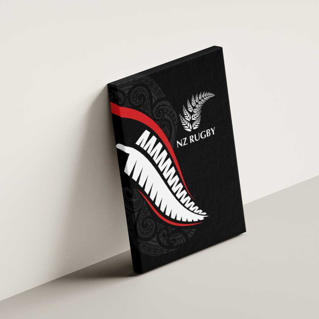 New Zealand Rugby Canvas Wall Art Sporty Silver Fern Shape with Maori Tattoos LT03 - Polynesian Pride