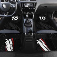 New Zealand Rugby Car Mats Sporty Silver Fern Shape with Maori Tattoos LT03 Set 4pcs Black - Polynesian Pride