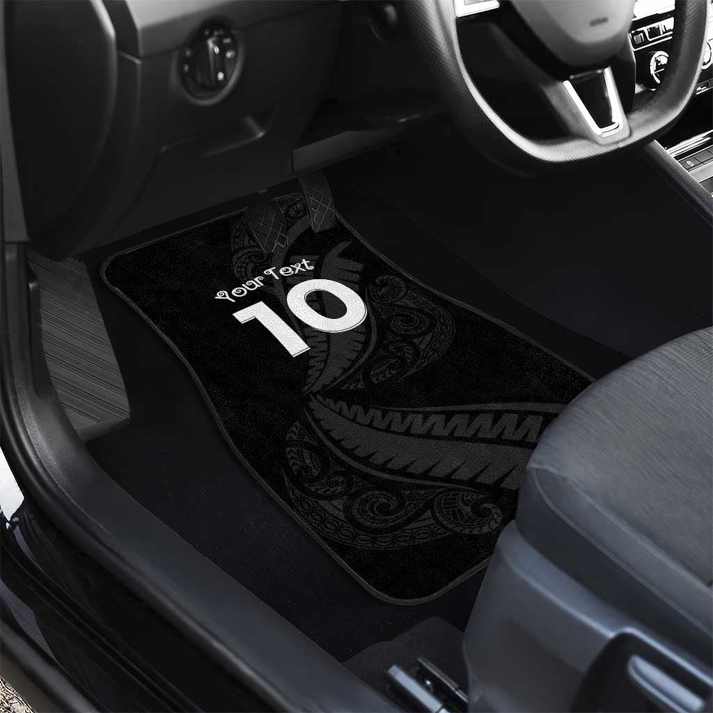 New Zealand Rugby Car Mats Sporty Silver Fern Shape with Maori Tattoos LT03 - Polynesian Pride