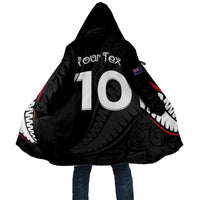 New Zealand Rugby Custom Cloak Sporty Silver Fern Shape with Maori Tattoos LT03 Unisex Black - Polynesian Pride