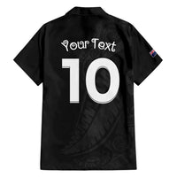 New Zealand Rugby Custom Family Matching Off Shoulder Maxi Dress and Hawaiian Shirt Sporty Silver Fern Shape with Maori Tattoos LT03 - Polynesian Pride