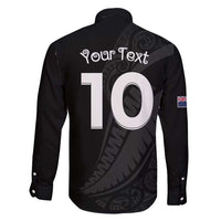 New Zealand Rugby Custom Family Matching Off Shoulder Short Dress and Hawaiian Shirt Sporty Silver Fern Shape with Maori Tattoos LT03 - Polynesian Pride