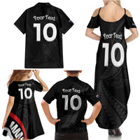 New Zealand Rugby Custom Family Matching Summer Maxi Dress and Hawaiian Shirt Sporty Silver Fern Shape with Maori Tattoos LT03 - Polynesian Pride