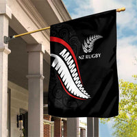 New Zealand Rugby Garden Flag Sporty Silver Fern Shape with Maori Tattoos LT03 House Flag Black - Polynesian Pride