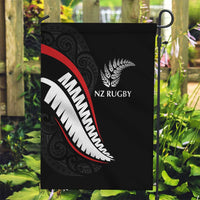 New Zealand Rugby Garden Flag Sporty Silver Fern Shape with Maori Tattoos LT03 Garden Flag Black - Polynesian Pride