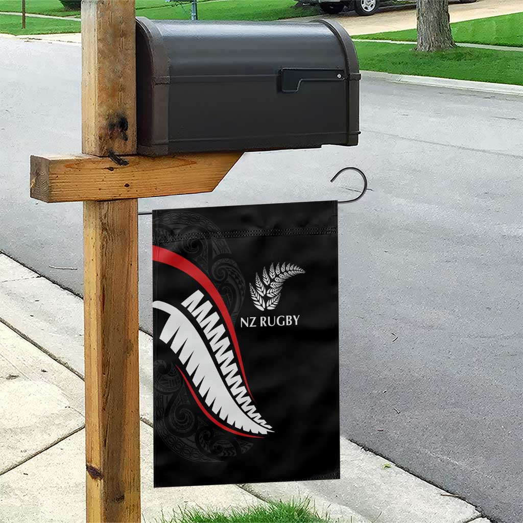 New Zealand Rugby Garden Flag Sporty Silver Fern Shape with Maori Tattoos LT03 - Polynesian Pride