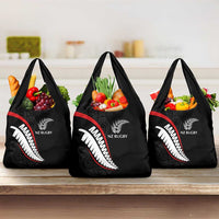 New Zealand Rugby Grocery Bag Sporty Silver Fern Shape with Maori Tattoos LT03 3-pack One Size Black - Polynesian Pride