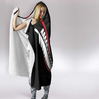 New Zealand Rugby Hooded Blanket Sporty Silver Fern Shape with Maori Tattoos LT03 - Polynesian Pride