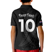 New Zealand Rugby Custom Kid Polo Shirt Sporty Silver Fern Shape with Maori Tattoos LT03 - Polynesian Pride