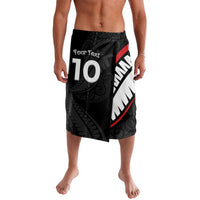 New Zealand Rugby Custom Lavalava Sporty Silver Fern Shape with Maori Tattoos LT03 Black - Polynesian Pride