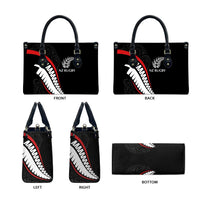 New Zealand Rugby Leather Bag Sporty Silver Fern Shape with Maori Tattoos LT03 - Polynesian Pride