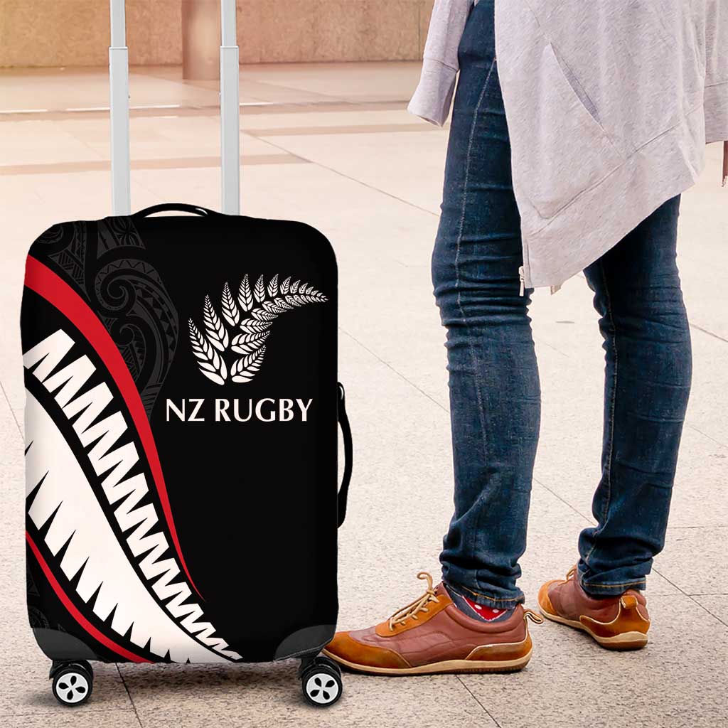 New Zealand Rugby Luggage Cover Sporty Silver Fern Shape with Maori Tattoos - Polynesian Pride
