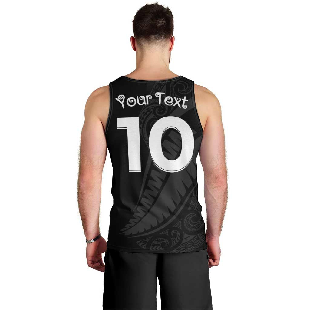 New Zealand Rugby Custom Men Tank Top Sporty Silver Fern Shape with Maori Tattoos LT03 - Polynesian Pride