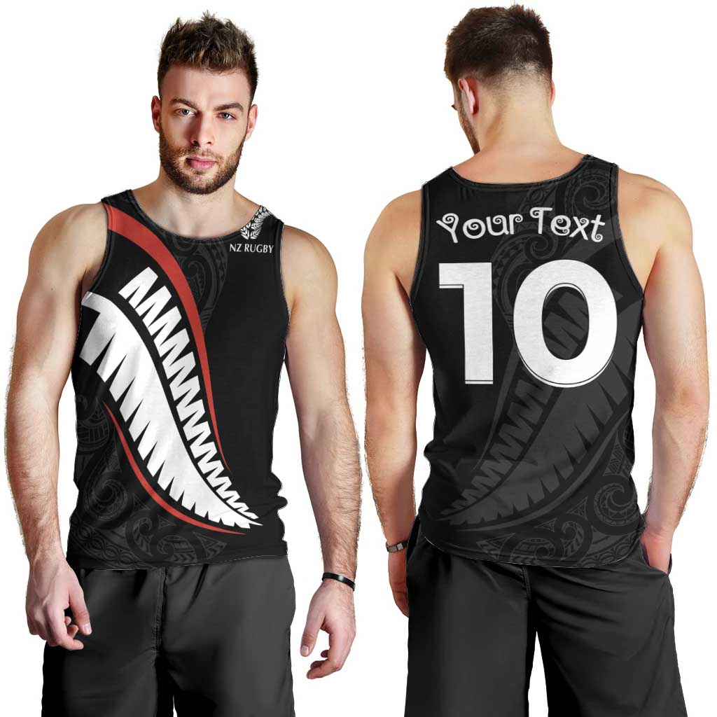New Zealand Rugby Custom Men Tank Top Sporty Silver Fern Shape with Maori Tattoos LT03 - Polynesian Pride