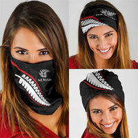 New Zealand Rugby Neck Gaiter Sporty Silver Fern Shape with Maori Tattoos LT03 - Polynesian Pride