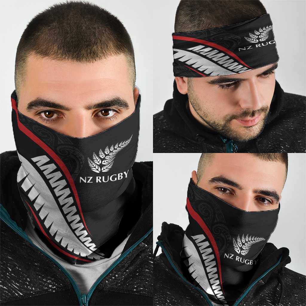 New Zealand Rugby Neck Gaiter Sporty Silver Fern Shape with Maori Tattoos LT03 - Polynesian Pride