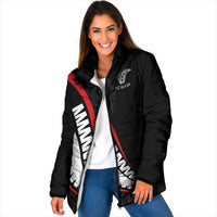 New Zealand Rugby Custom Padded Jacket Sporty Silver Fern Shape with Maori Tattoos - Polynesian Pride