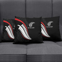 New Zealand Rugby Pillow Cover Sporty Silver Fern Shape with Maori Tattoos LT03 - Polynesian Pride