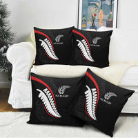 New Zealand Rugby Pillow Cover Sporty Silver Fern Shape with Maori Tattoos LT03 - Polynesian Pride