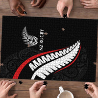 New Zealand Rugby Puzzle Sporty Silver Fern Shape with Maori Tattoos LT03 - Polynesian Pride