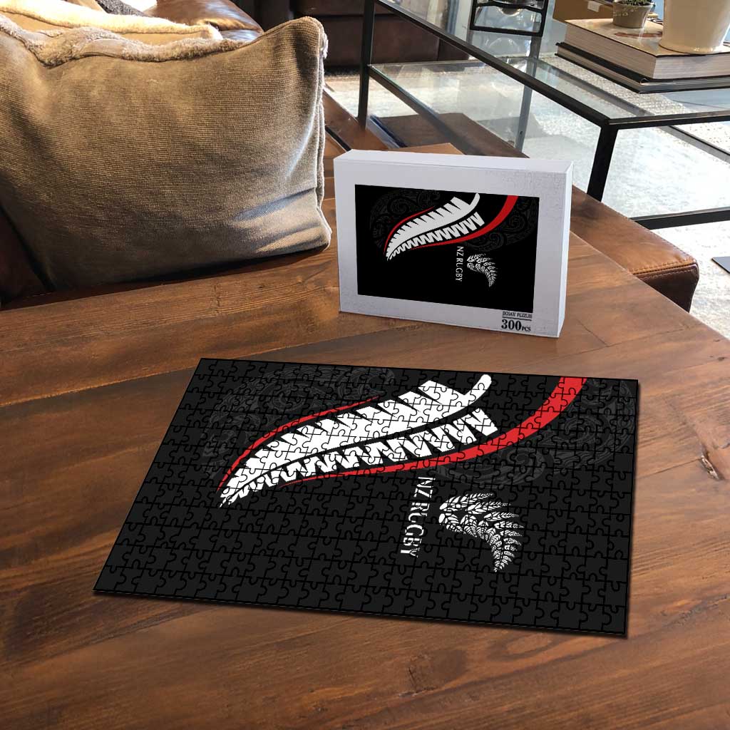 New Zealand Rugby Puzzle Sporty Silver Fern Shape with Maori Tattoos LT03 - Polynesian Pride