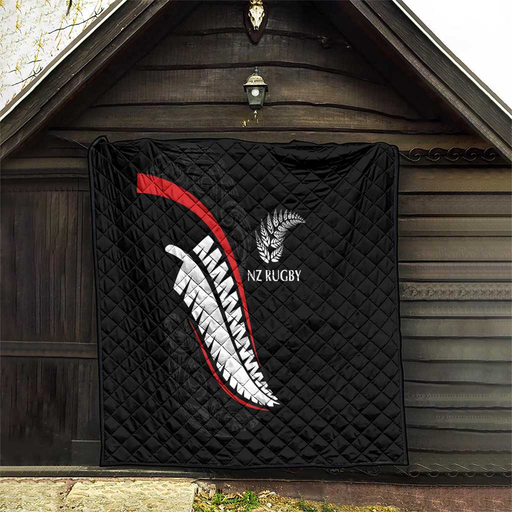 New Zealand Rugby Quilt Sporty Silver Fern Shape with Maori Tattoos LT03 - Polynesian Pride