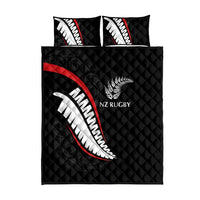 New Zealand Rugby Quilt Bed Set Sporty Silver Fern Shape with Maori Tattoos LT03 - Polynesian Pride