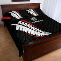 New Zealand Rugby Quilt Bed Set Sporty Silver Fern Shape with Maori Tattoos LT03 - Polynesian Pride