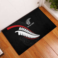 New Zealand Rugby Rubber Doormat Sporty Silver Fern Shape with Maori Tattoos LT03 - Polynesian Pride