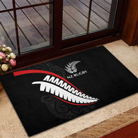New Zealand Rugby Rubber Doormat Sporty Silver Fern Shape with Maori Tattoos LT03 - Polynesian Pride