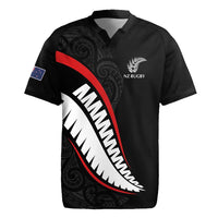 New Zealand Rugby Custom Rugby Jersey Sporty Silver Fern Shape with Maori Tattoos LT03 Black - Polynesian Pride