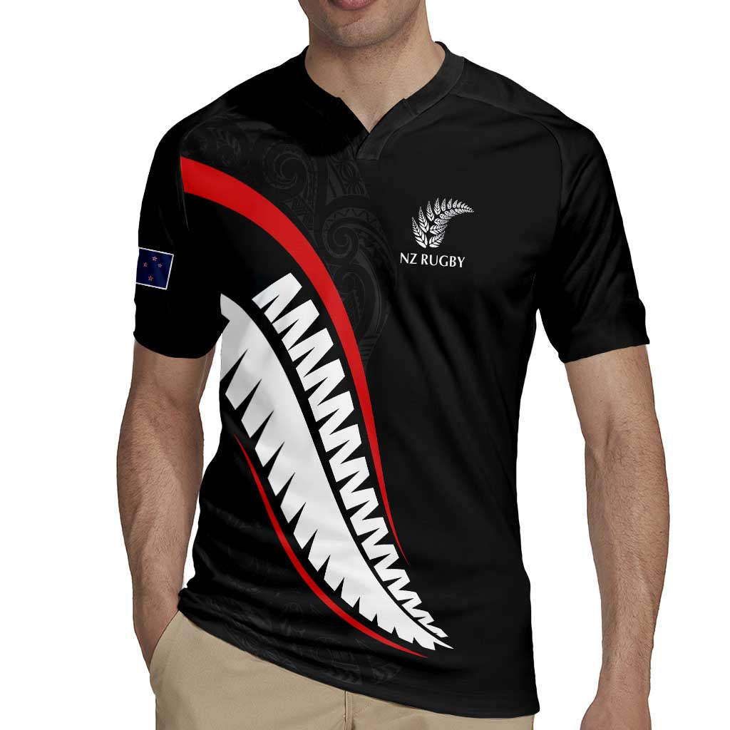 New Zealand Rugby Custom Rugby Jersey Sporty Silver Fern Shape with Maori Tattoos LT03 - Polynesian Pride