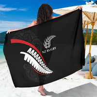 New Zealand Rugby Sarong Sporty Silver Fern Shape with Maori Tattoos LT03 One Size 44 x 66 inches Black - Polynesian Pride
