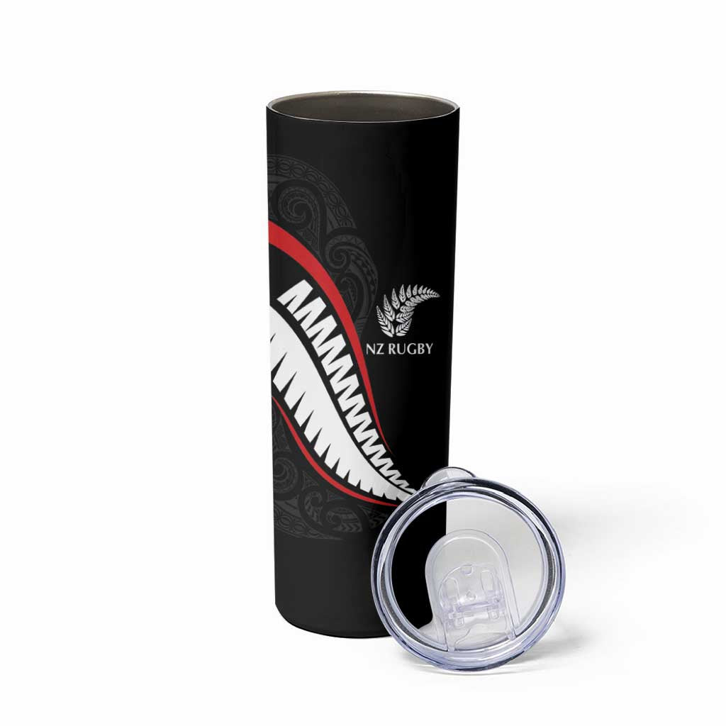 New Zealand Rugby Custom Skinny Tumbler Sporty Silver Fern Shape with Maori Tattoos LT03 - Polynesian Pride