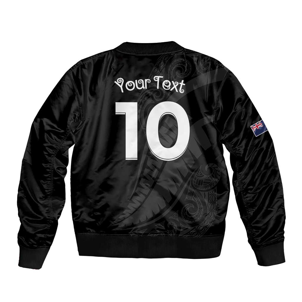 New Zealand Rugby Custom Sleeve Zip Bomber Jacket Sporty Silver Fern Shape with Maori Tattoos LT03 - Polynesian Pride