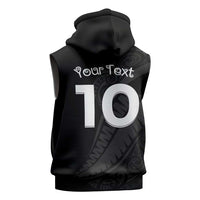New Zealand Rugby Custom Sleeveless Zip Hoodie Sporty Silver Fern Shape with Maori Tattoos LT03 - Polynesian Pride