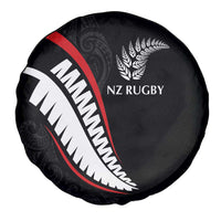 New Zealand Rugby Spare Tire Cover Sporty Silver Fern Shape with Maori Tattoos LT03 - Polynesian Pride