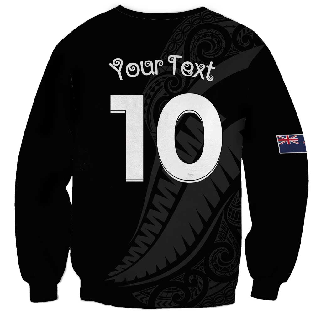 New Zealand Rugby Custom Sweatshirt Sporty Silver Fern Shape with Maori Tattoos LT03 - Polynesian Pride
