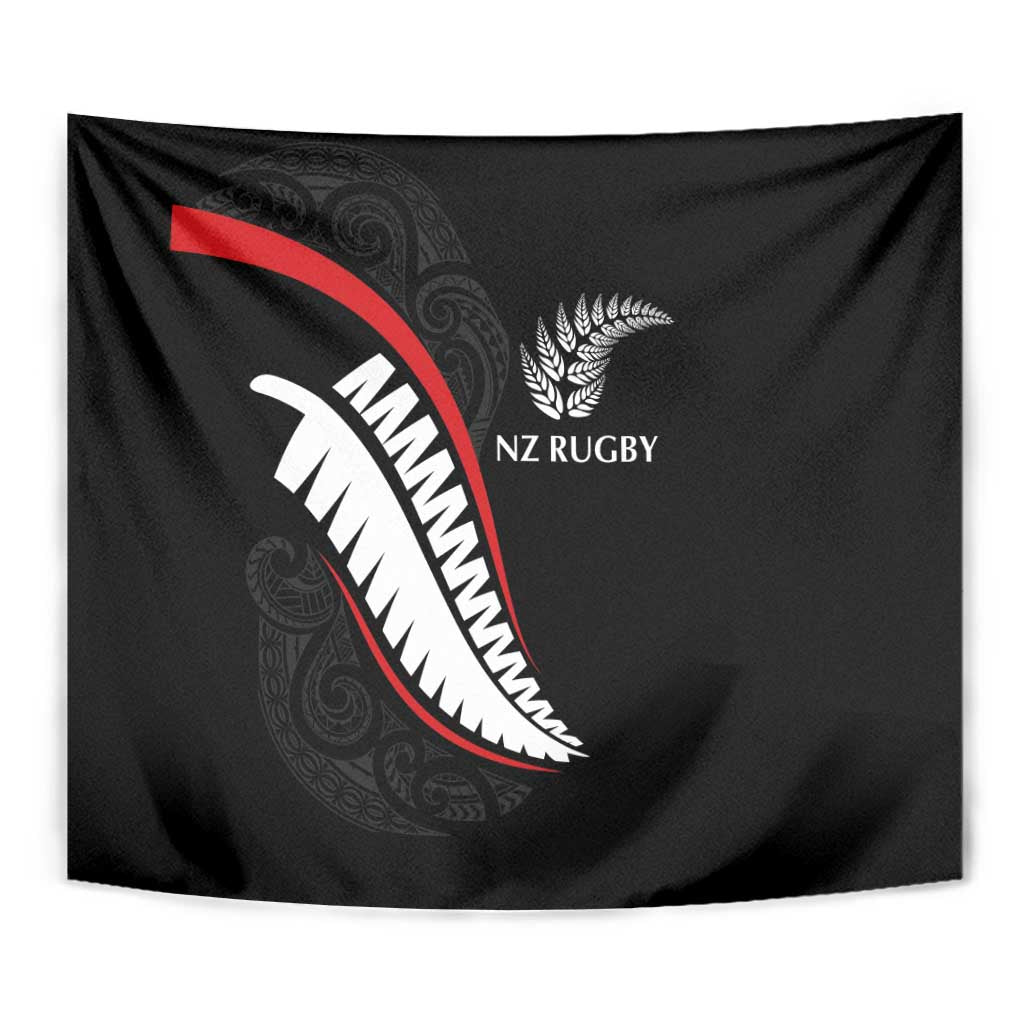 New Zealand Rugby Tapestry Sporty Silver Fern Shape with Maori Tattoos LT03 - Polynesian Pride