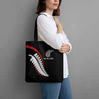 New Zealand Rugby Tote Bag Sporty Silver Fern Shape with Maori Tattoos LT03 - Polynesian Pride