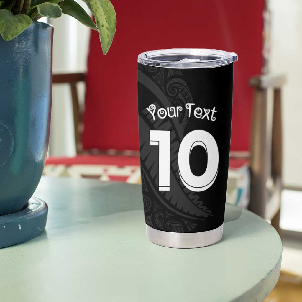 New Zealand Rugby Custom Tumbler Cup Sporty Silver Fern Shape with Maori Tattoos LT03 - Polynesian Pride
