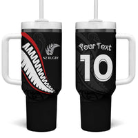 New Zealand Rugby Custom Tumbler With Handle Sporty Silver Fern Shape with Maori Tattoos LT03 One Size: 40 oz Black - Polynesian Pride