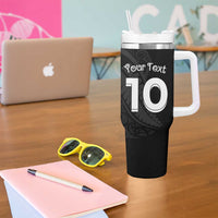 New Zealand Rugby Custom Tumbler With Handle Sporty Silver Fern Shape with Maori Tattoos LT03 - Polynesian Pride