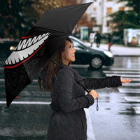New Zealand Rugby Umbrella Sporty Silver Fern Shape with Maori Tattoos LT03 - Polynesian Pride