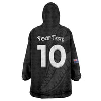 New Zealand Rugby Custom Wearable Blanket Hoodie Sporty Silver Fern Shape with Maori Tattoos LT03 - Polynesian Pride