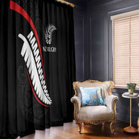 New Zealand Rugby Window Curtain Sporty Silver Fern Shape with Maori Tattoos LT03 - Polynesian Pride